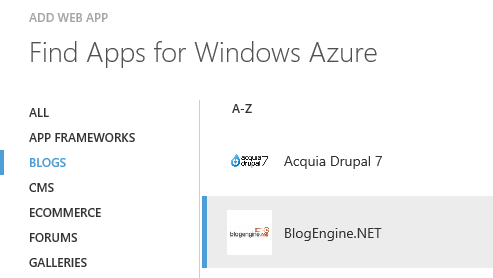 BlogEngine in the gallery