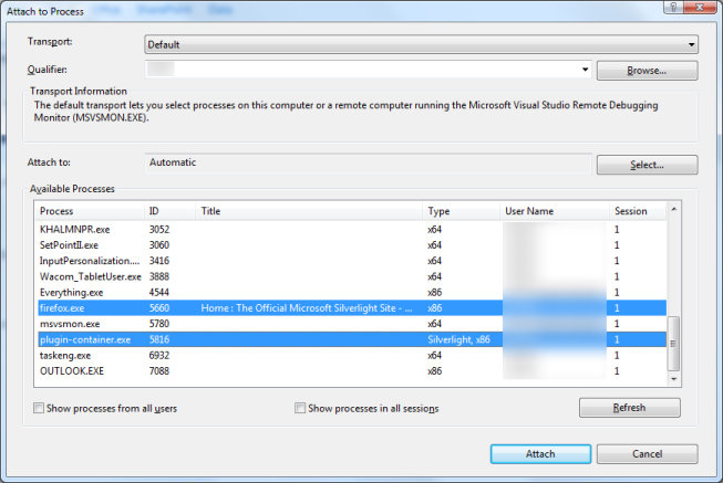 Manually attaching to the plugin-container process